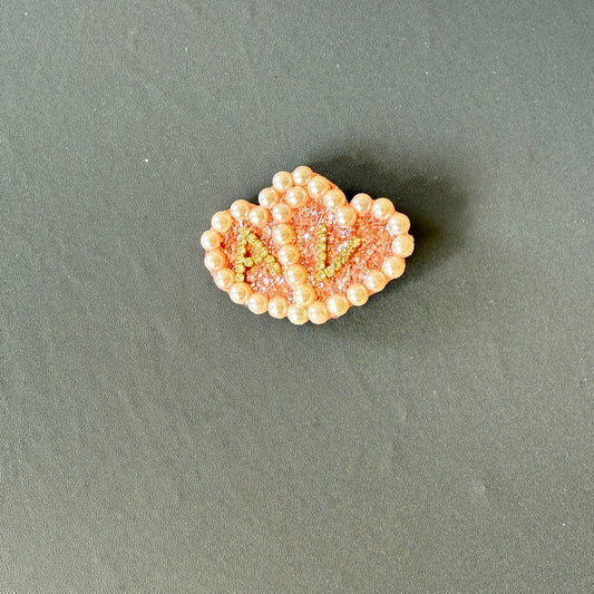 Personalized Double Heart Pearl Hair Clip