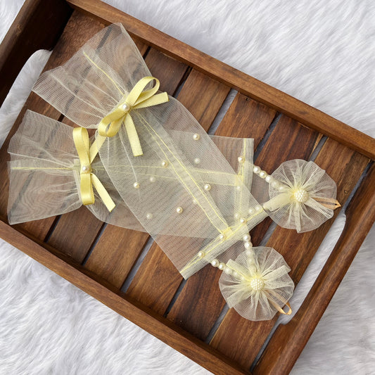 Pastel Yellow Net Princess Gloves