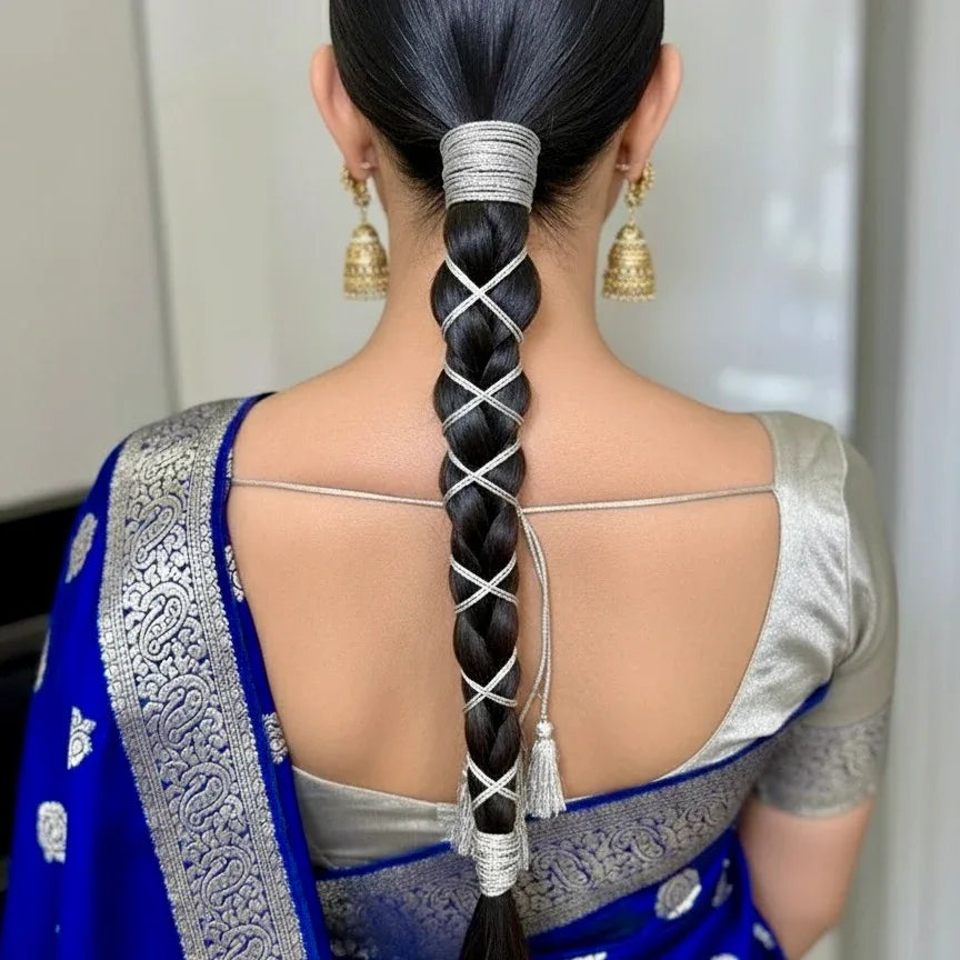 Silver Hair Lace for Braid (2.5 MTR pack)