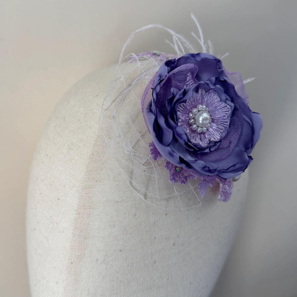 Lavender Bloom Fascinator with Pearl Center