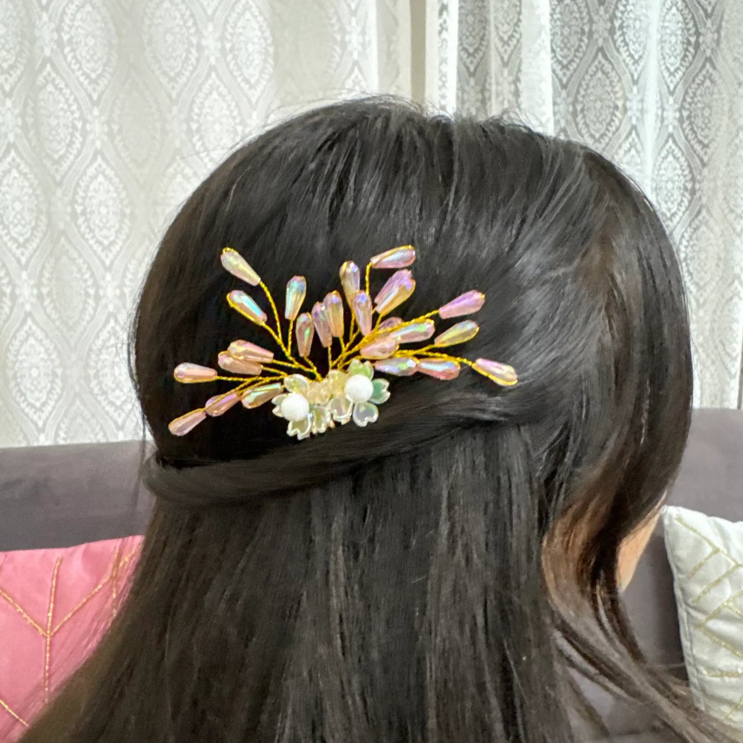 Blush Bloom Crystal Hair Comb