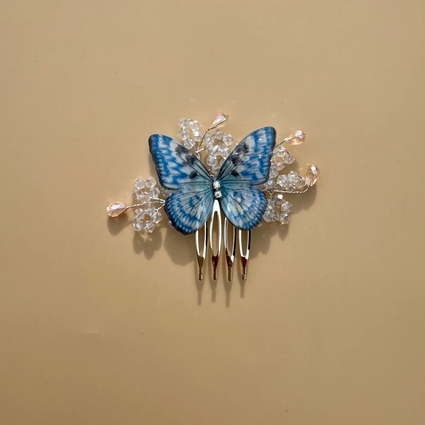 Blue Butterfly Crystal Hair Clips