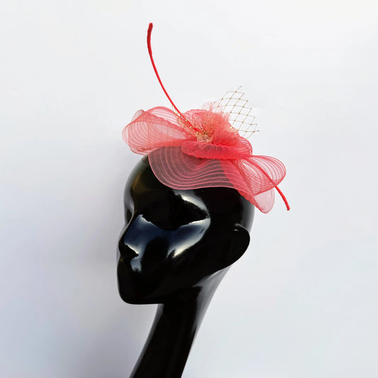 Coral Elegance Fascinator Hat