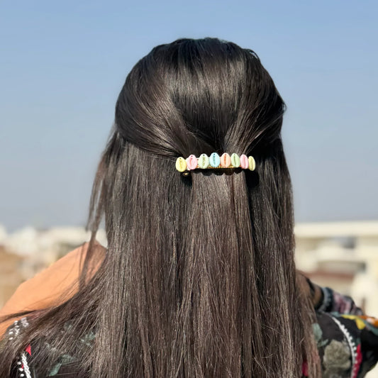 Pastel Cowrie Shell Hair Barrette