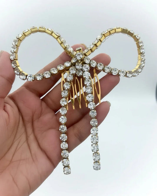 Crystal Bow Statement Hair Clip