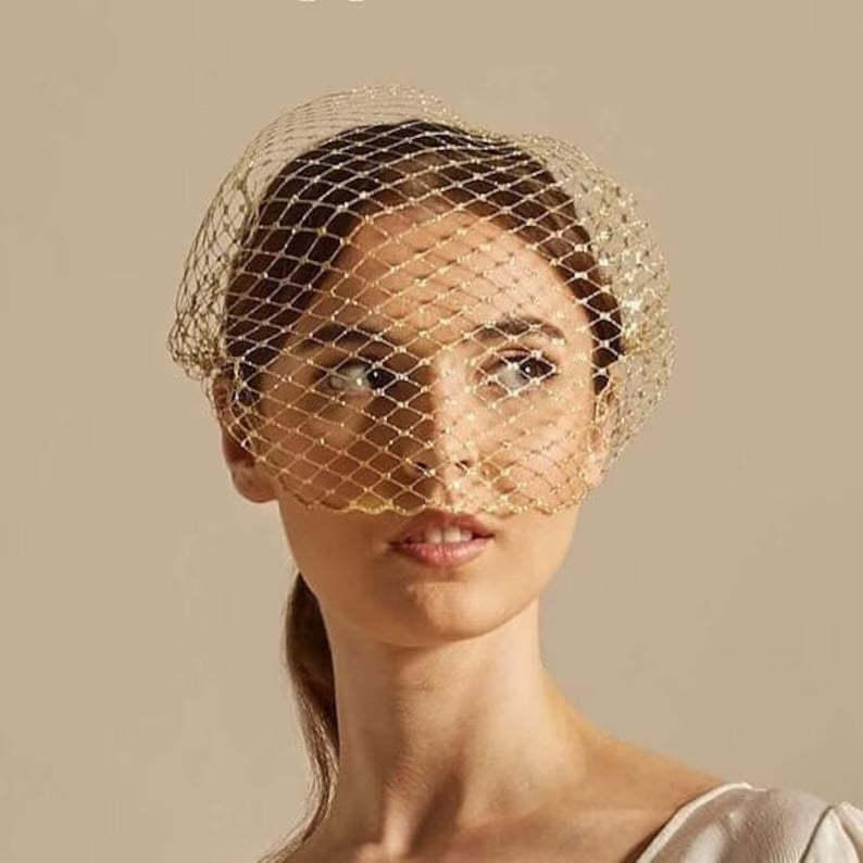 Golden Birdcage Face Veil Fascinator