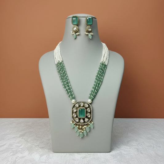 Pearl & Kundan Rani Haar with Matching Earrings