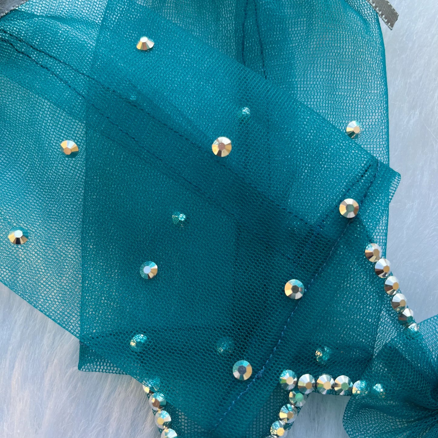 Teal Net Fingerless Princess Gloves | Birthday Accessories