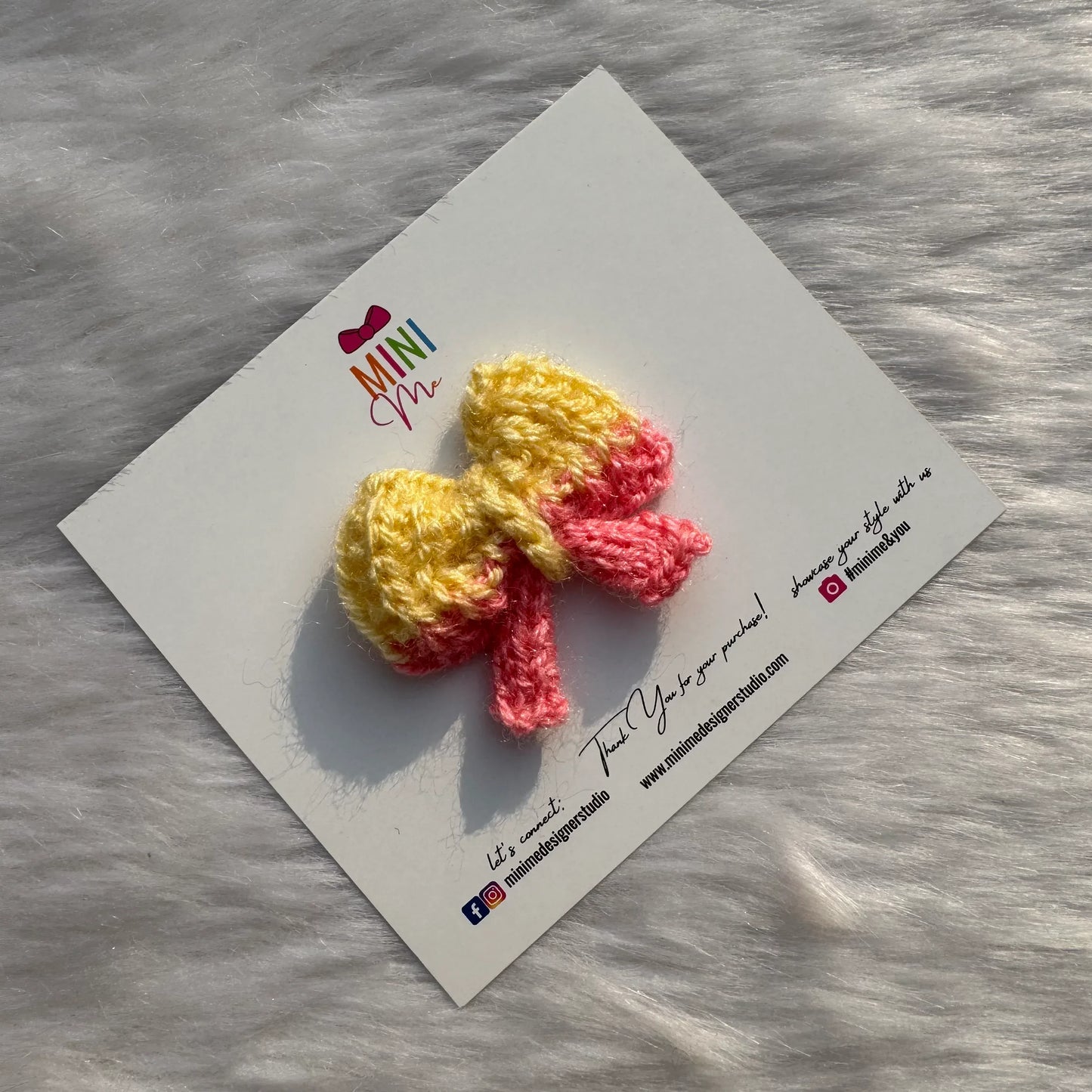 Peach and Yellow Multicolor Mini Bow Hair Clip