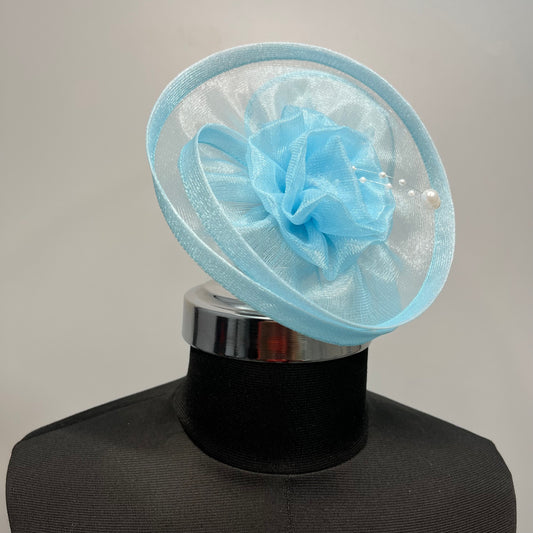Sky Blue Twisted Flower Fascinator Hair Clip