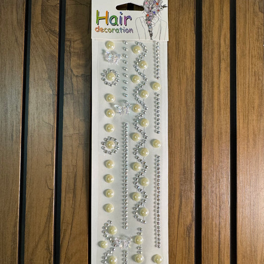 Pearl Butterfly & Stars 3D Hair Sticker Sheet | Self-Adhesive
