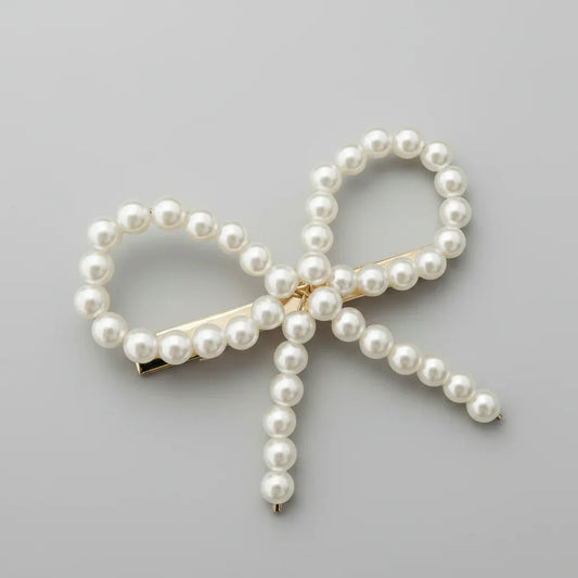 Elegant Pearl Bow Hair Clip