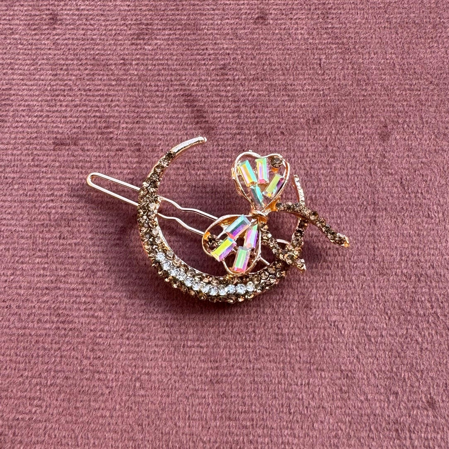 Celestial Spark Moon & Mini Bow Hair Clip