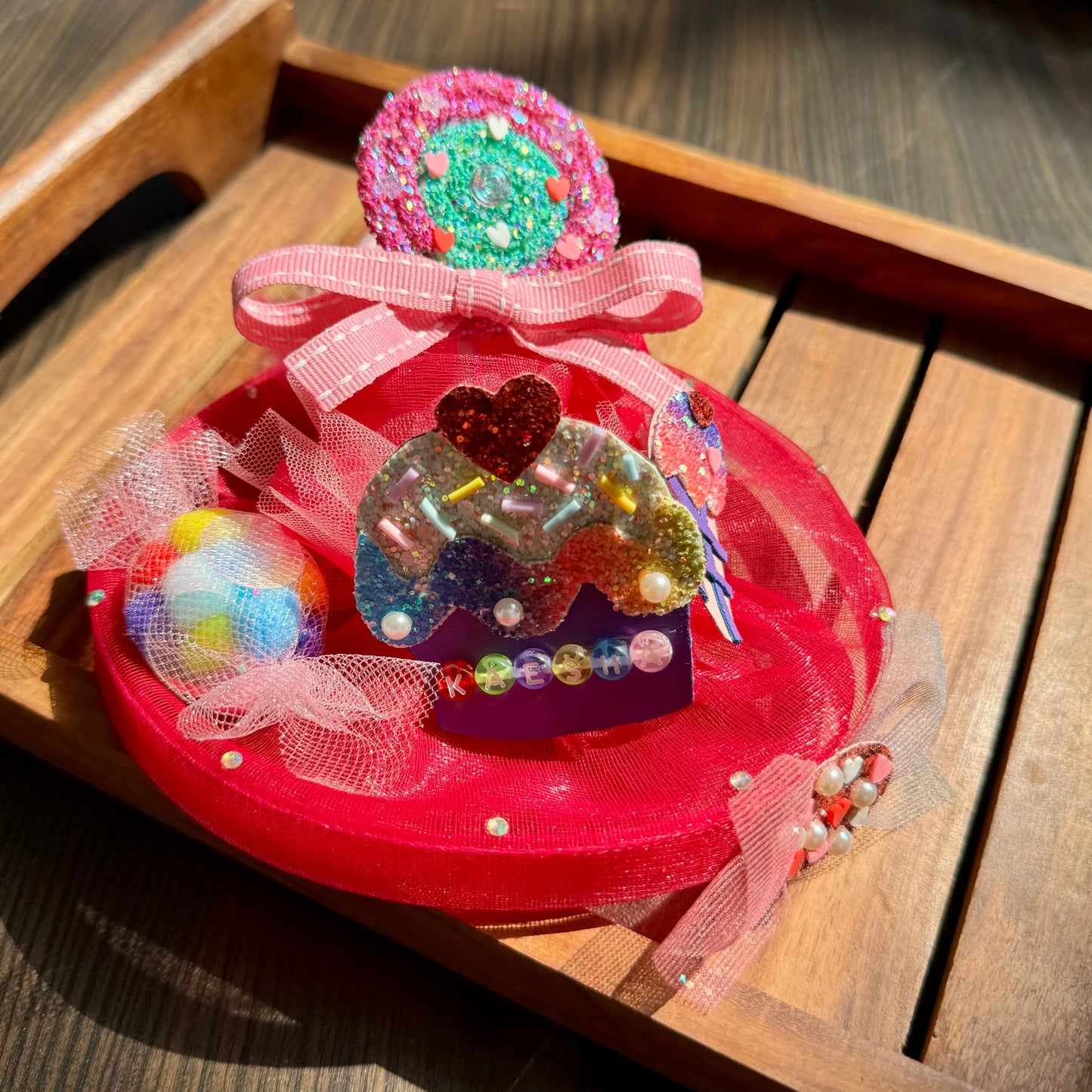 Personalised Name Pink Candy Fascinator Hat