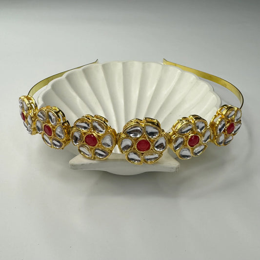 Ruby Floral Kundan Hairband