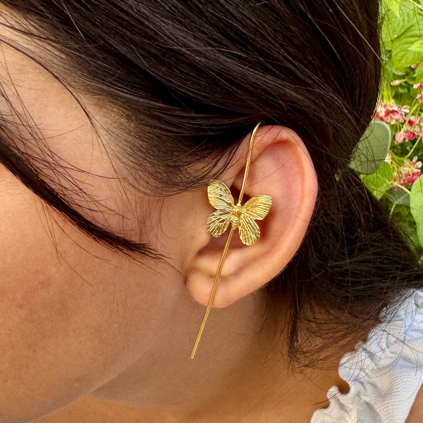 Golden Flutter Butterfly Ear Cuff