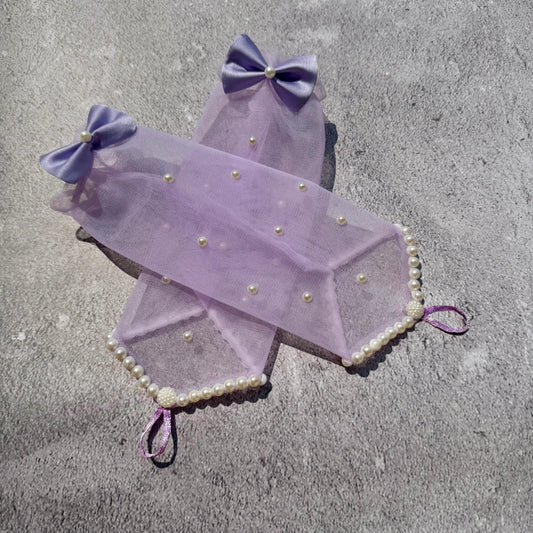 Embellished Lilac Fingerless Gloves for Girls