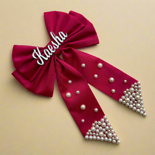 Custom Name Personalized Dark Pink Hair Bow Clip