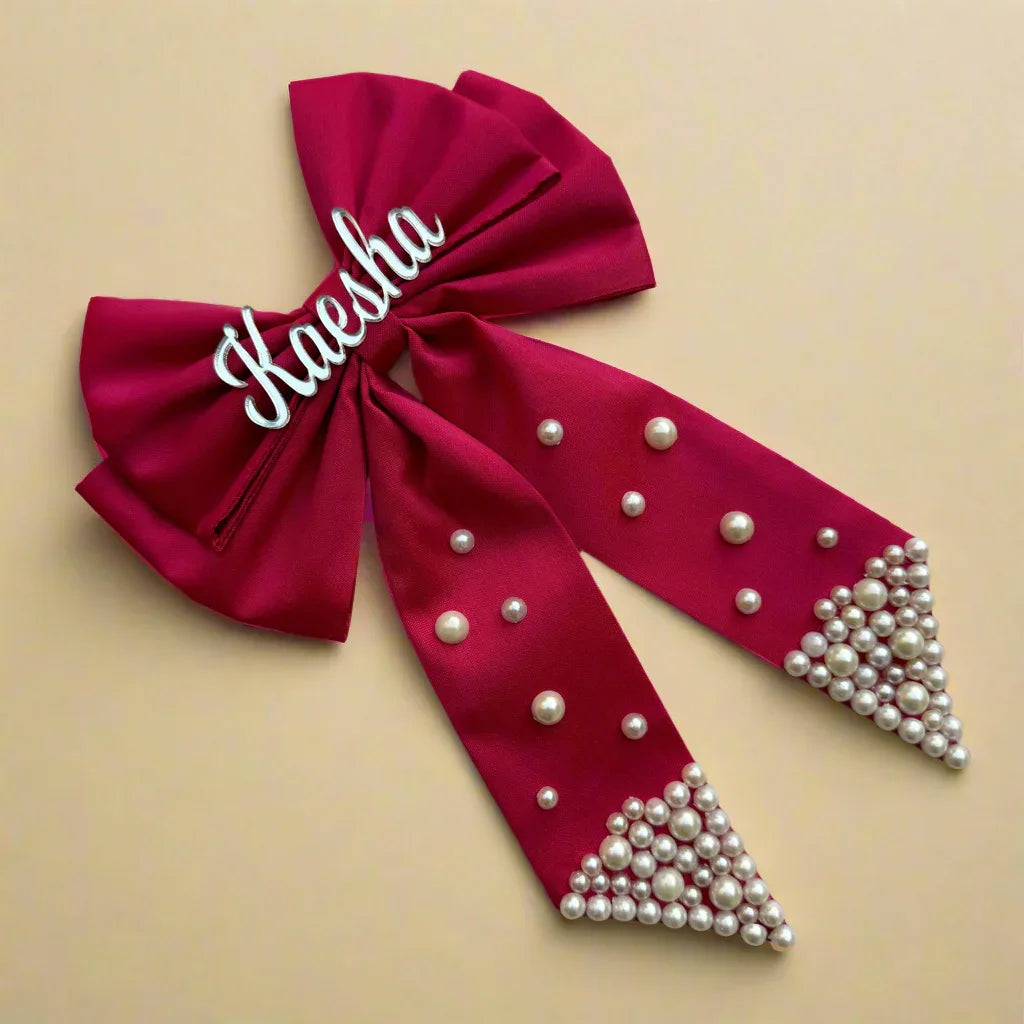 Custom Name Personalized Dark Pink Hair Bow Clip