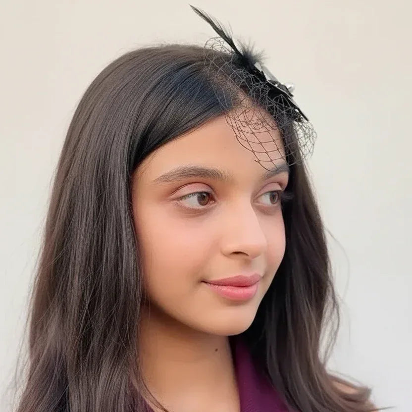 Black Minimal Luxe Birdcage Veil