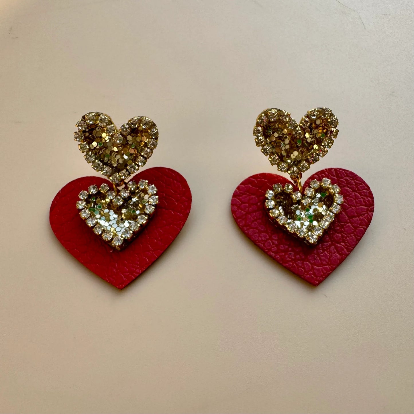 Heart Stud Drop Earrings