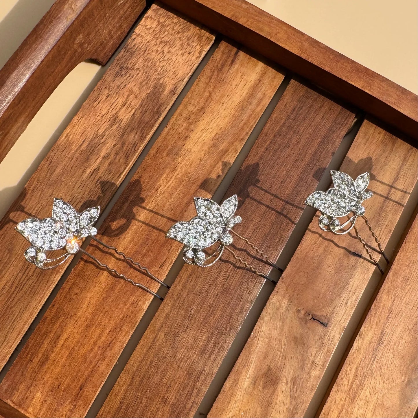 Crystal Butterfly Hair Pins – Set of 3