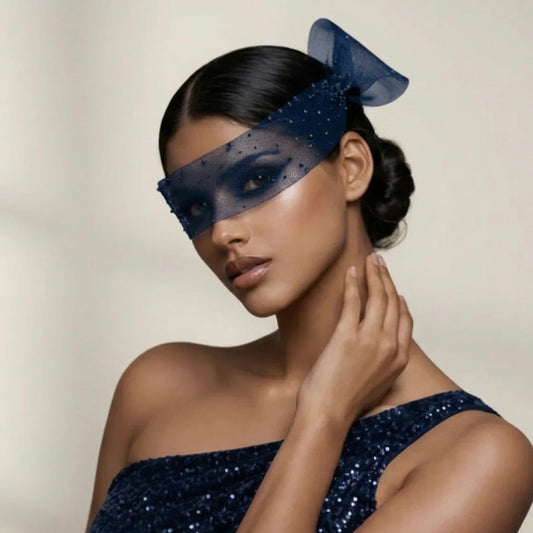 Vireza Crystal Eye Veil Headpiece Blue