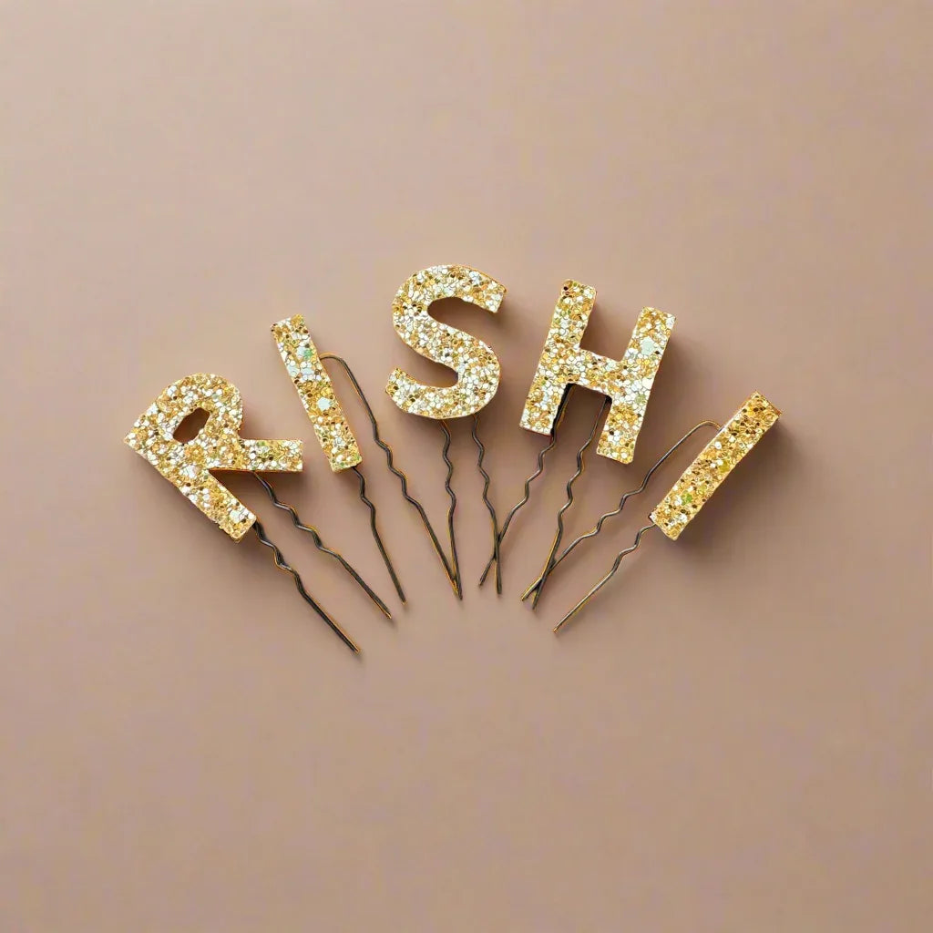 Custom Name Alphabet Letter Clips | Glitter Fabric