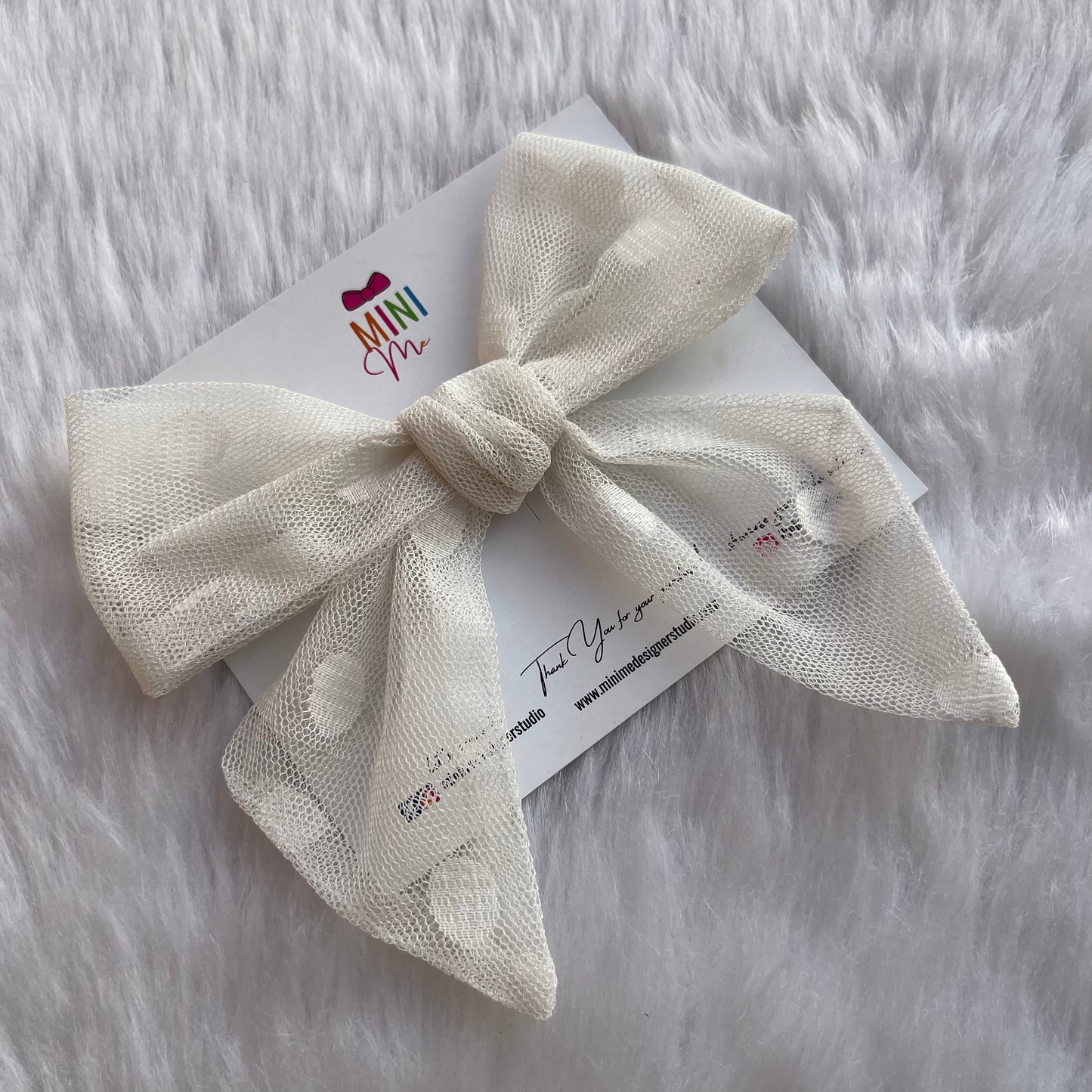 White Polka Dots Pigtail Bow Hair Clip