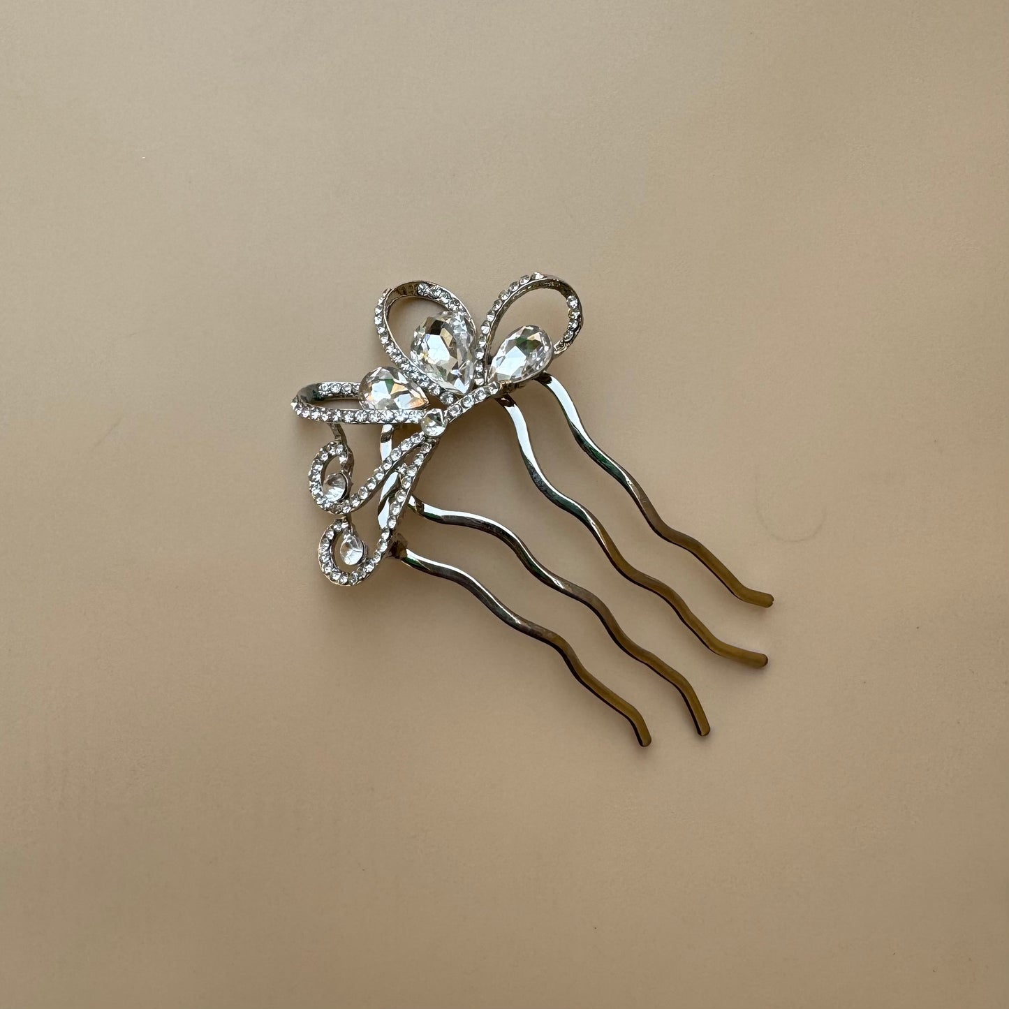 Silver Crystal Crown French Hair Pin
