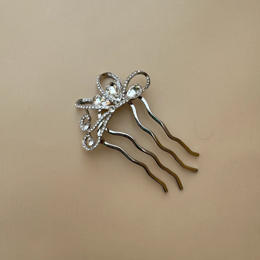 Silver Crystal Crown French Hair Pin