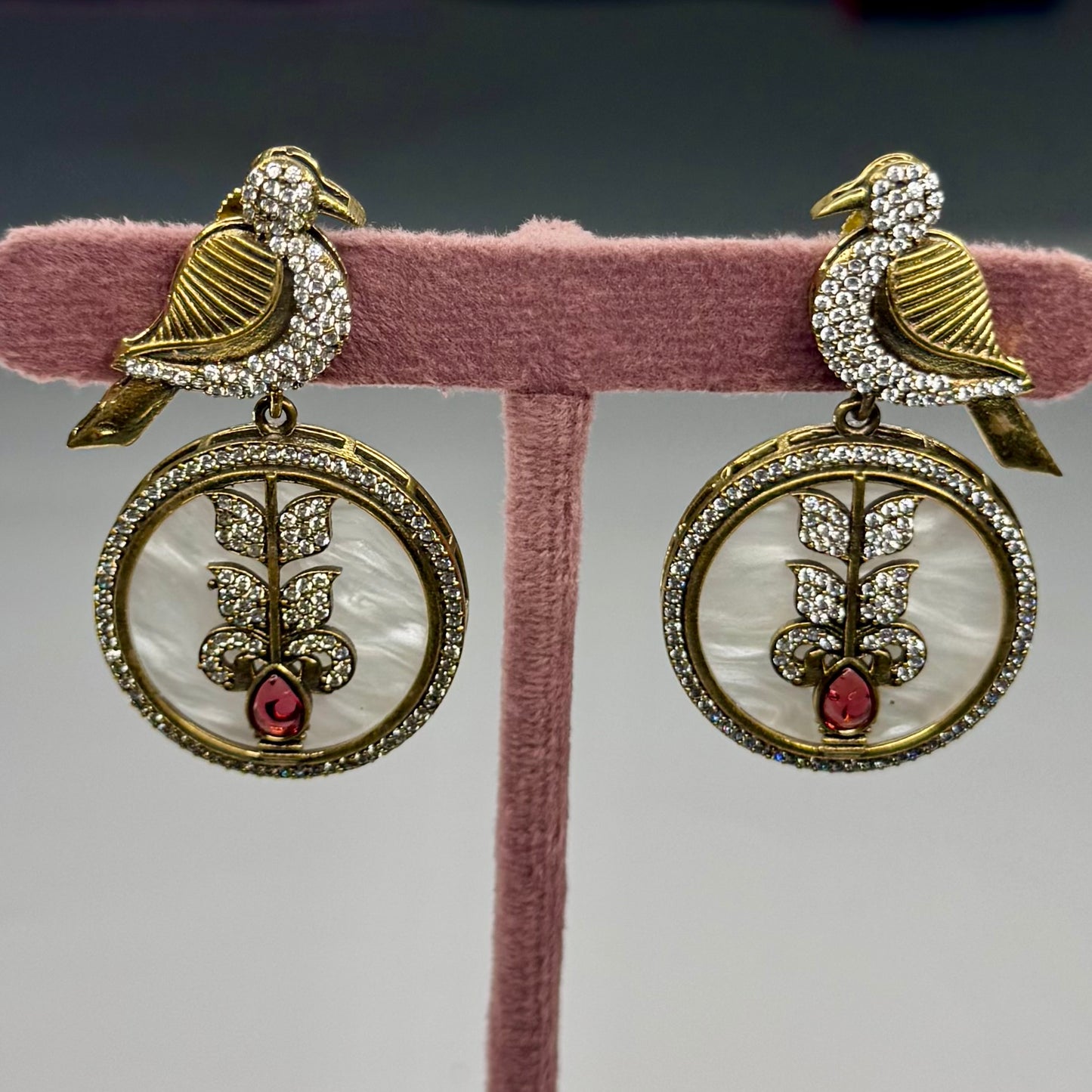 PANCHEE Polki Earrings with Ruby Stone