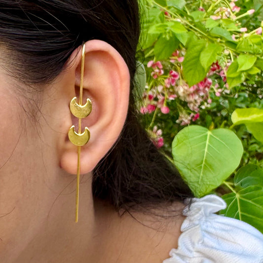 Lunar Moon Ear Cuff | Statement No-Piercing Golden Ear Wrap