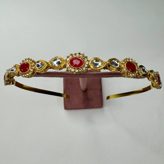 Ruby Stone Polki Bridal Hairband