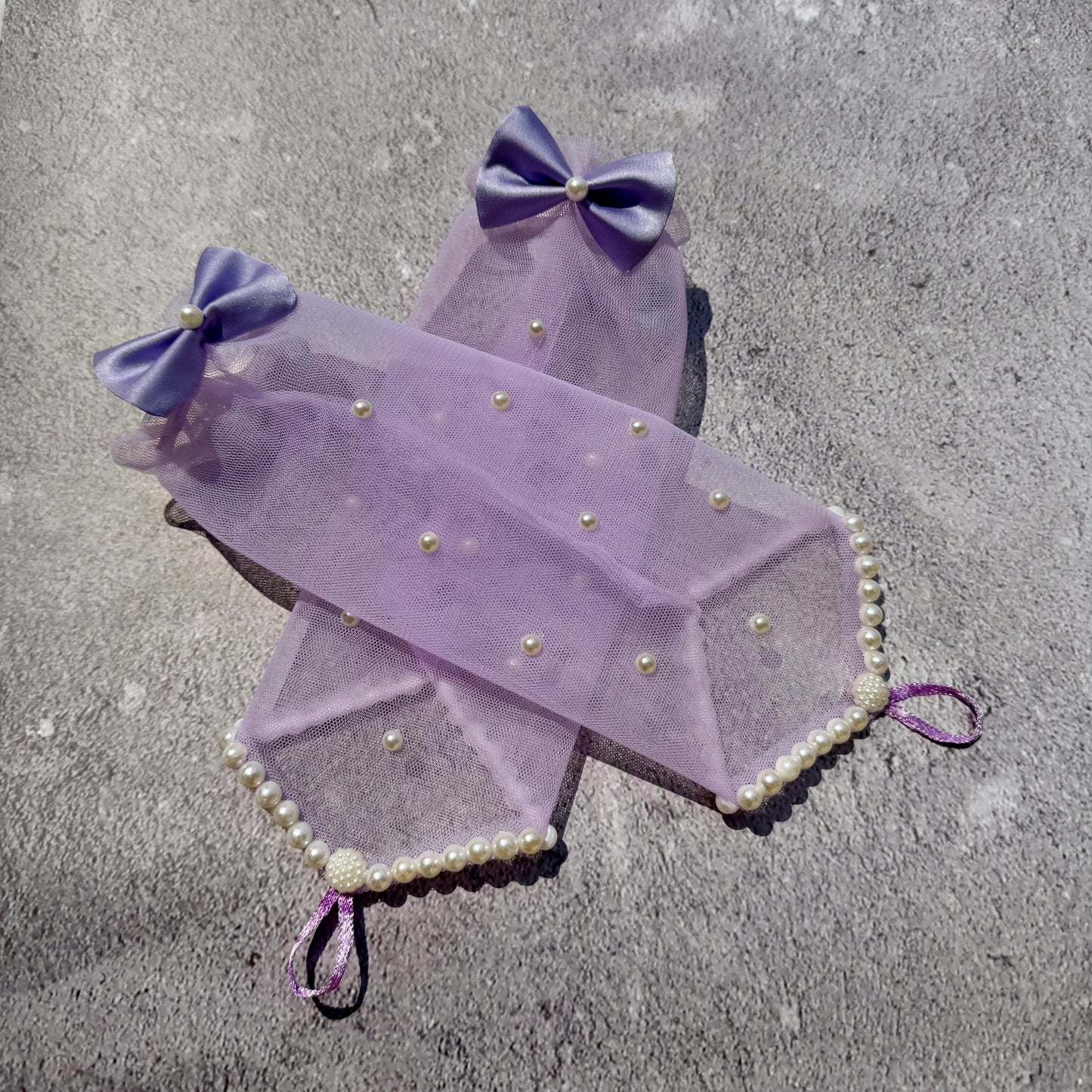 Embellished Lavender Fingerless Gloves for Girls