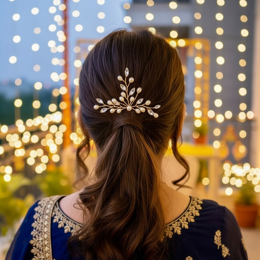 Ethereal Bloom Pearl & Crystal Hair Pin