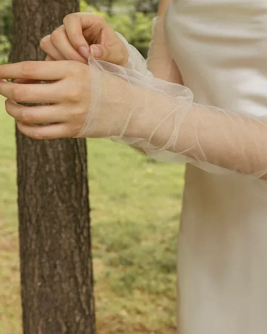 White Sheer Mesh Sleeve Gloves – Elegant Opera Style