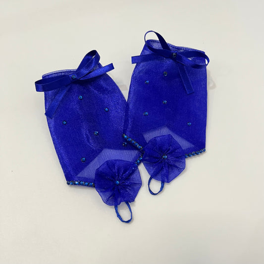 Dreamy Blue Cinderella Princess Net Fingerless Gloves for Kids