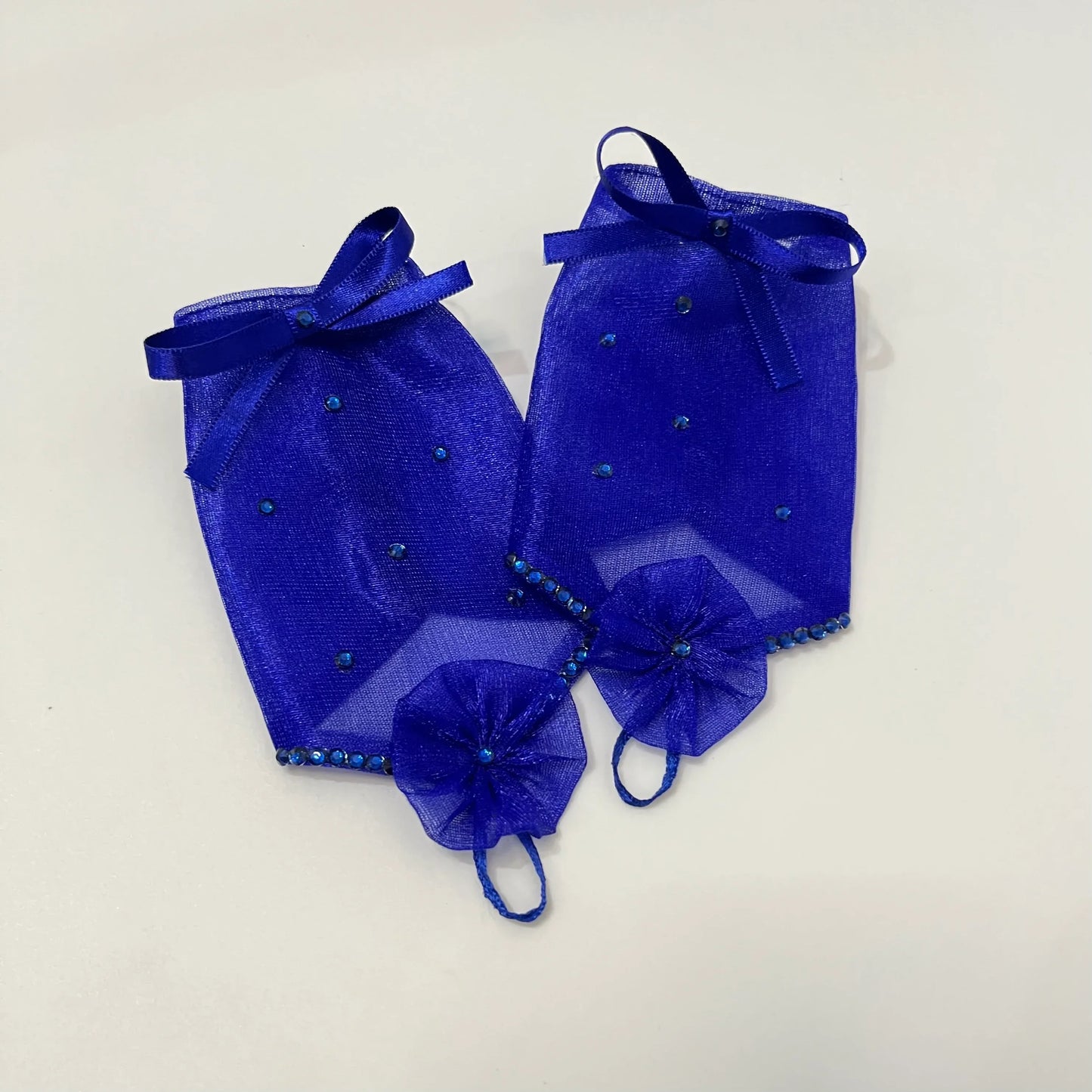 Dreamy Blue Cinderella Princess Net Fingerless Gloves for Kids
