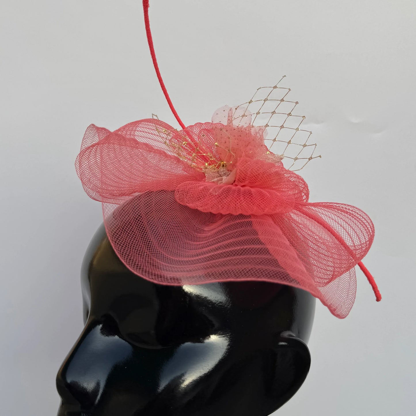 Coral Elegance Fascinator Derby Hat Hair Clip