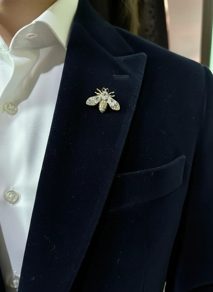 Crystal Bee Hair Sherwani Brooch for Groom Men