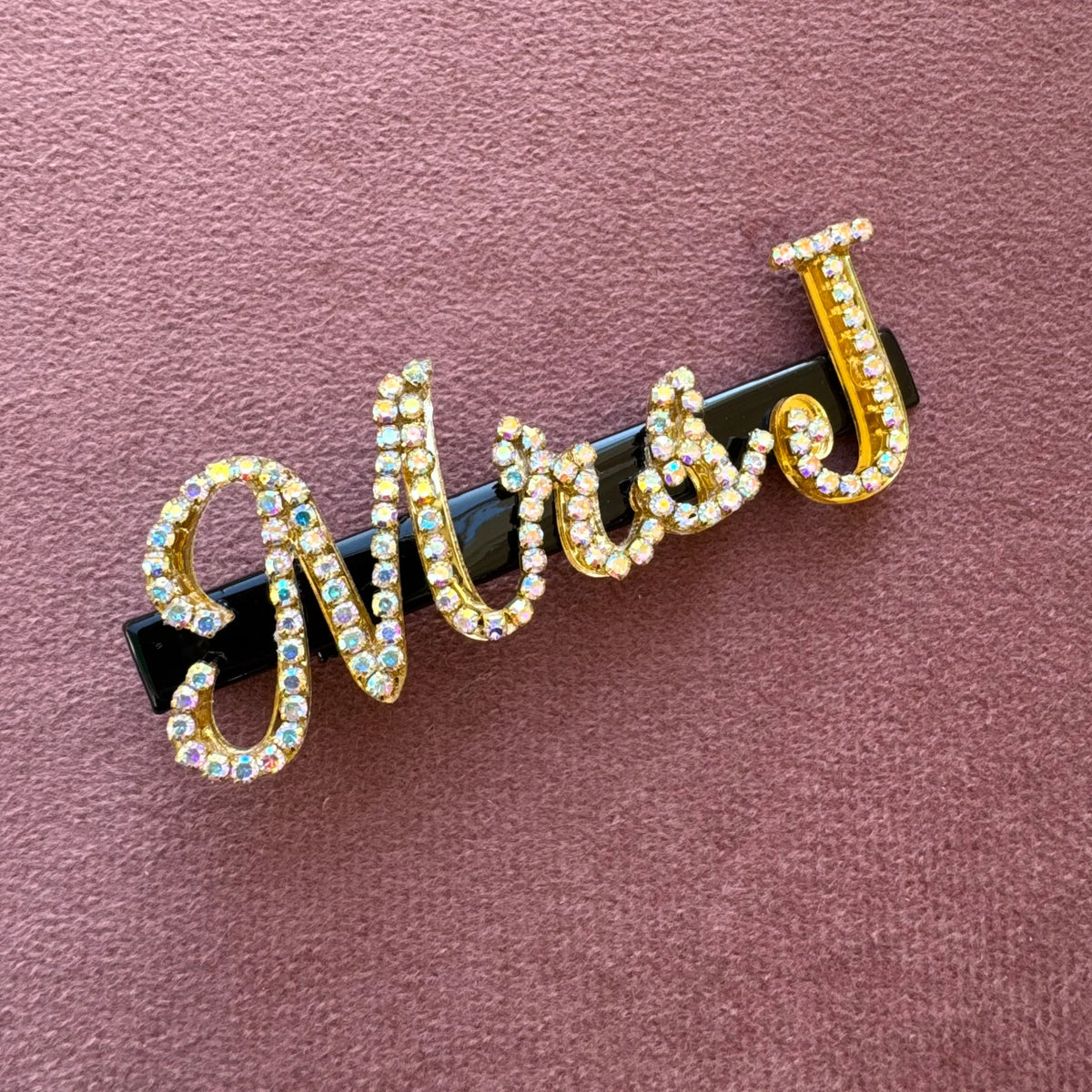 Custom Mrs Hair Clip with Crystal Letter