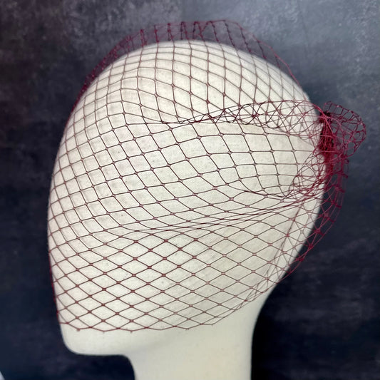 Wine Plum Birdcage Veil – Bold Retro Hair Accessory