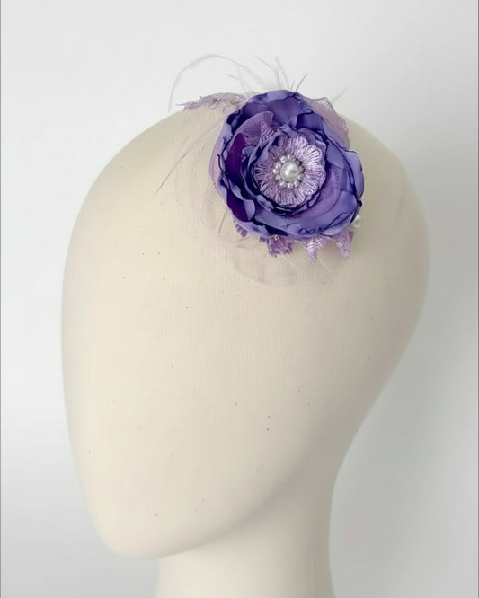Lavender Bloom Fascinator with Pearl Center