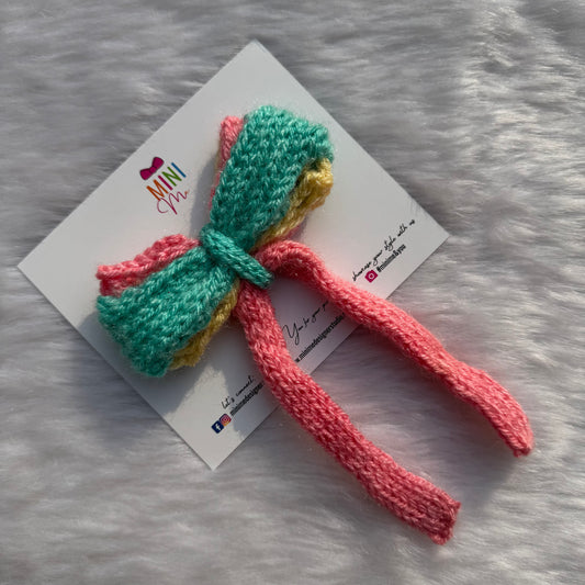 Multicolor Knitted Long Tail Bow