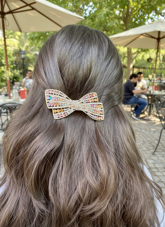 Pastel Luxe Crystal Bow Hair Clip