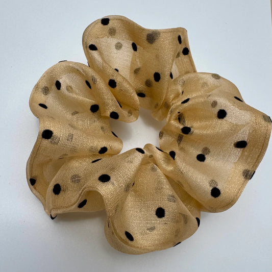 Golden Polka Dot Organza Scrunchie