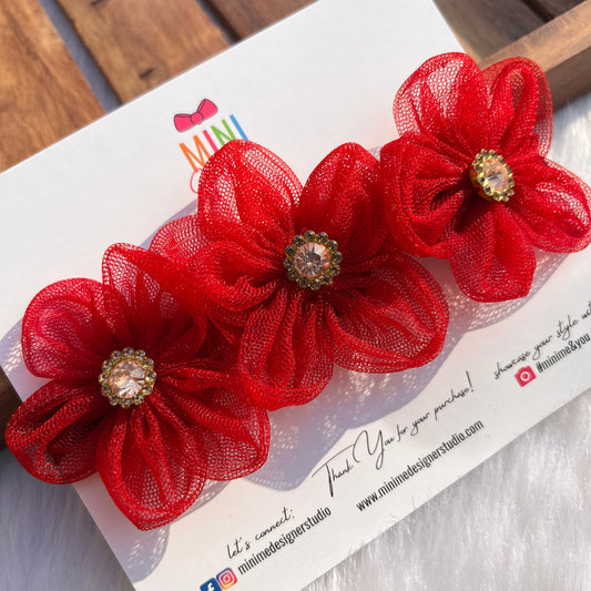 Red Flowers Tiara Headband for Baby Girl