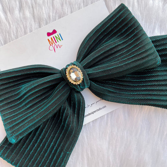 Emerald Elegance Green Bow Headband