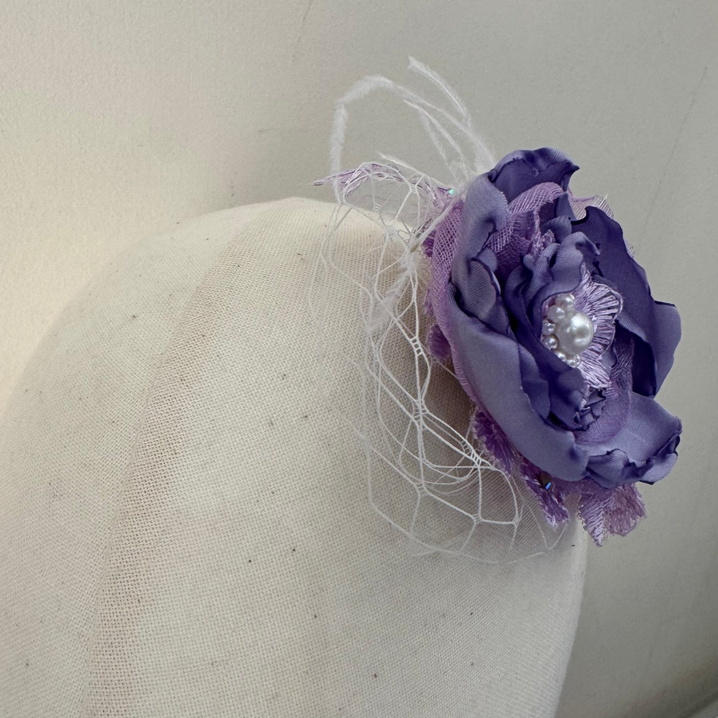 Lavender Bloom Fascinator with Pearl Center